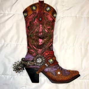 Cowgirl boot wall mount decor